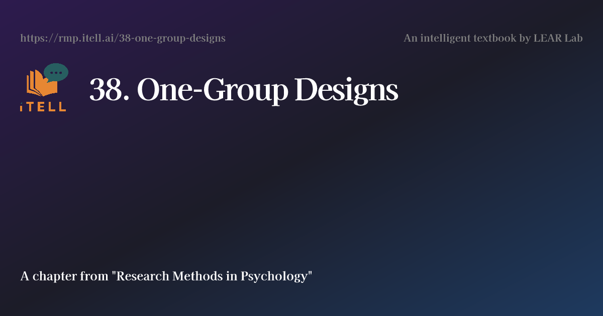 38. One-Group Designs | Research Methods in Psychology